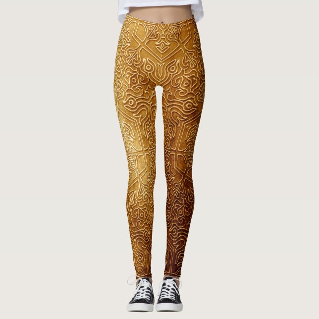 Legging Placa metálica Dourada do Ornamentado clássico (Frente)