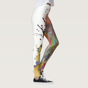Legging Placas de Abstrato de Aquarela Coloridas, Trendy B
