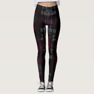 Legging Plaidado Sombrio Gótico Arrasado Grunge Sujo Padrã