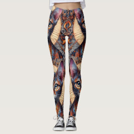Legging Planejador felino de fantasia ornamentado mítico r