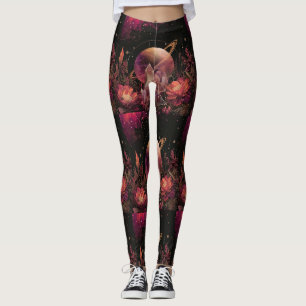 Legging Planeta Anelado com Cristal Cósmico Arte Fantasia 