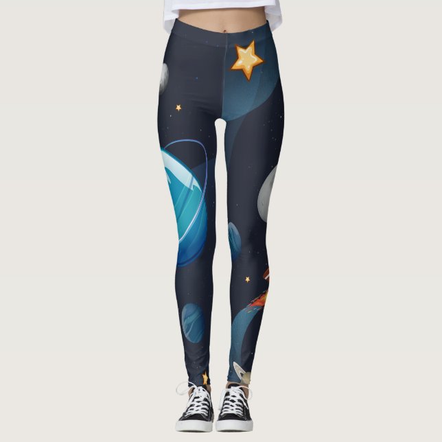 Legging Planetas de Galáxia do Espaço Exterior Stars (Frente)