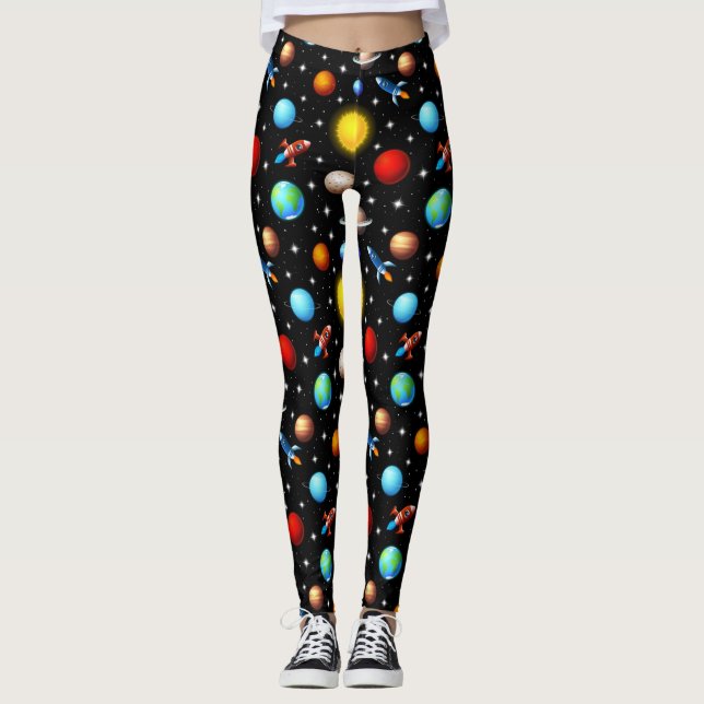 Legging Planetas de verificação de espaço Design (Frente)