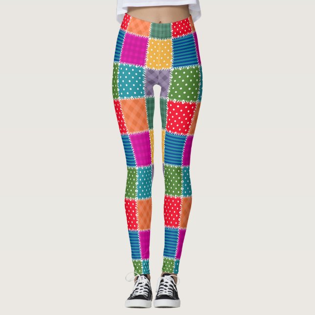 Legging Plano de Fundo do Patch: Combinação de Padrões Div (Frente)