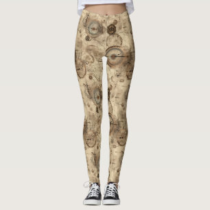 Legging Plano Mecânico Retrô Sépia Marrom