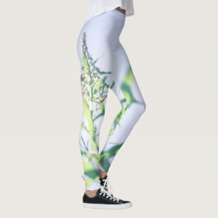 Legging Plantas Verdes do Céu Azul Deixam Flores Roxas