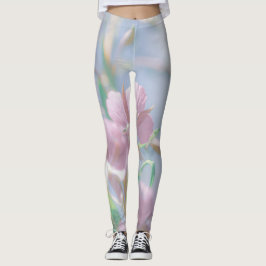Legging Plantas Verdes do Céu Azul Deixam Flores Roxas