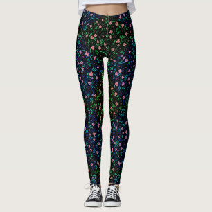 Legging Plants pattern A10.b Black BG