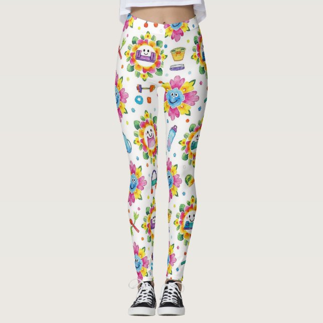 Legging Playful Floral Mandalas Seamless Pattern (Frente)