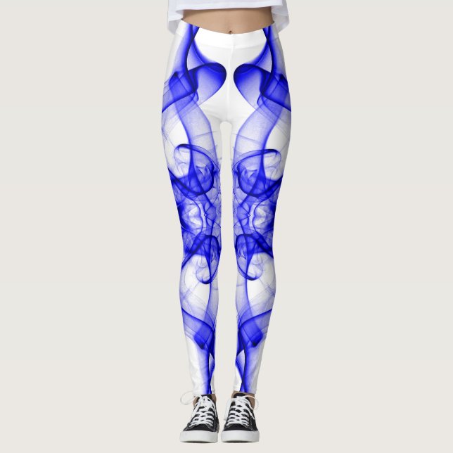 Legging Plumas de fumaça azul em branco (Frente)