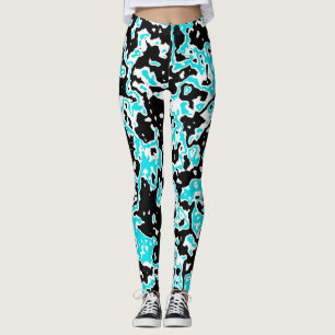 Legging Pneumáticos ciano e preto
