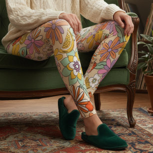 Legging Poder Floral Groovy dos Anos 70 ID929