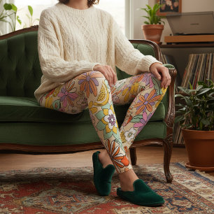 Legging Poder Floral Groovy dos Anos 70 ID929