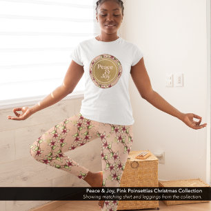 Legging Poinsettia Rosa Diagonal Strike Natal