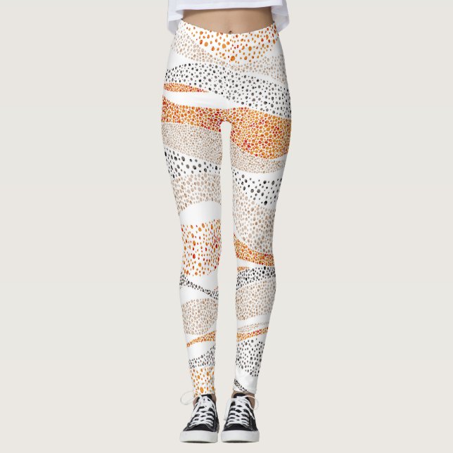 Legging Pointilismo Wavy Polka: Têxtil de Doodle Cute (Frente)