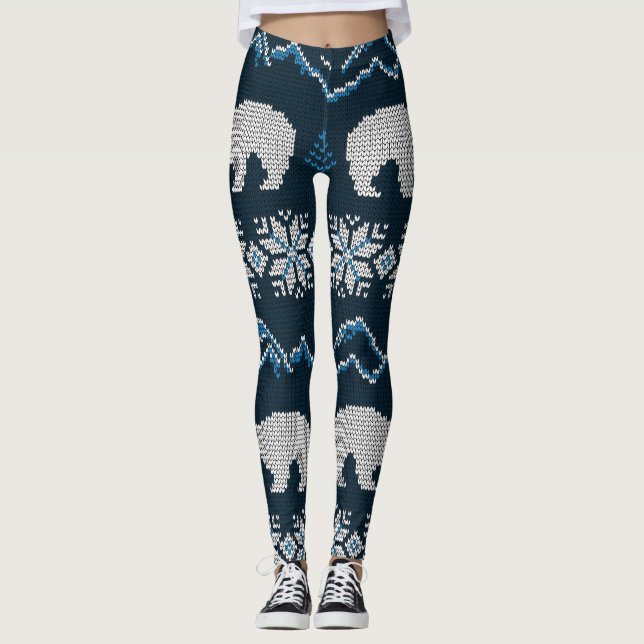 Legging Polar Bears Knted Winter Patterno (Frente)