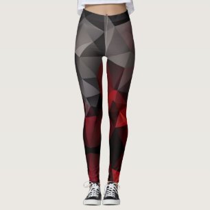 Legging Poligonal, preto e vermelho