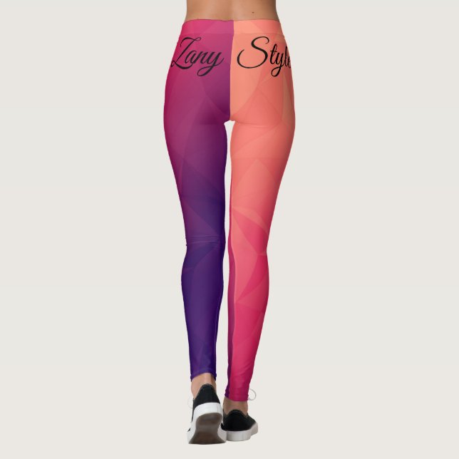Legging Polígono Geométrico Roxo Rosa Laranja Moda Extrava (Verso)