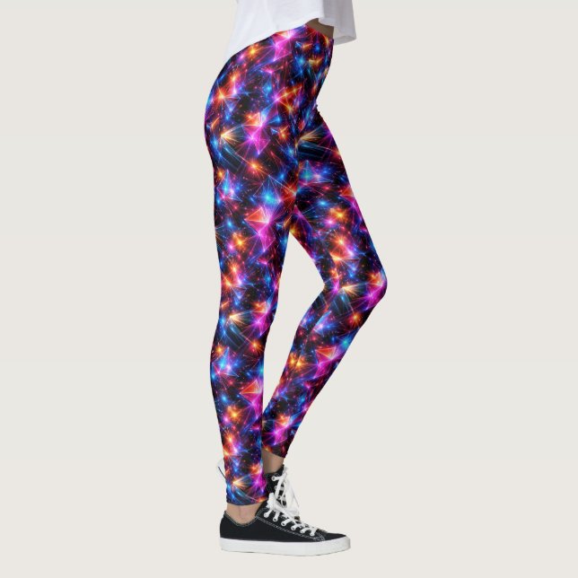 Legging Polígono Neon Abstrato com Explosões (Direita)