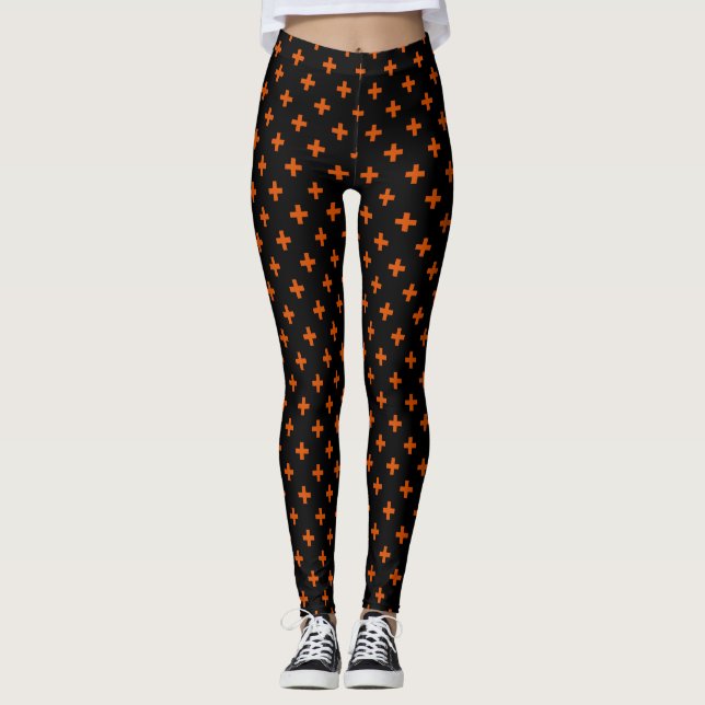 Legging Polka laranja cruza preto (Frente)
