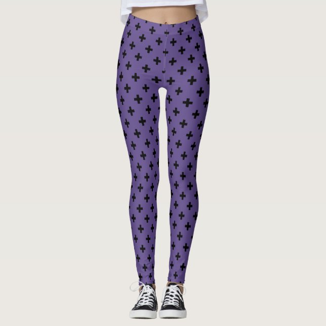 Legging Polka negra cruza ultravioleta (Frente)