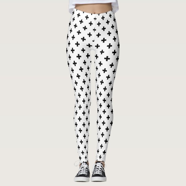 Legging Polka preto cruza em branco (Frente)