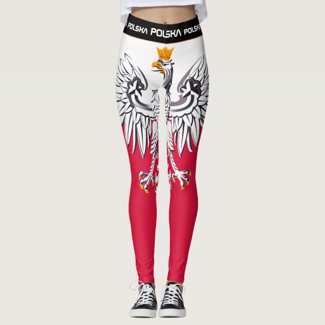 Legging Polônia e águia, viagem de moda de bandeira polone (Frente)