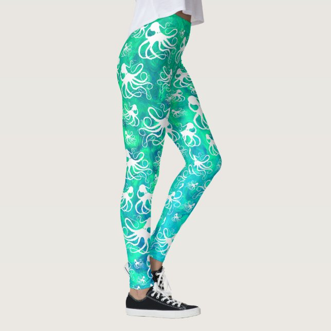 Legging Polvo branco em Seafoam - caneleiras (Direita)