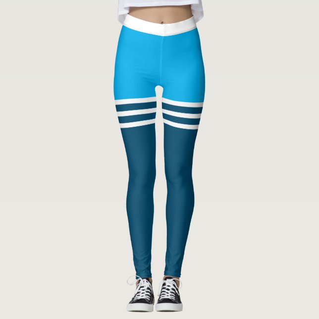 Legging Pontas brancas da coxa em AZUL (Frente)