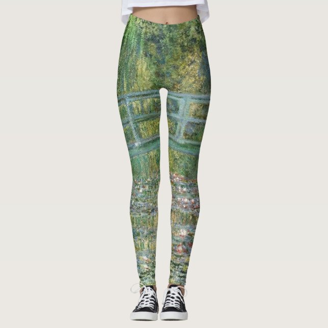 Legging Ponte Japonesa de Claude Monet Arte da Ninfeia (Frente)