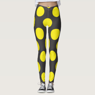 Legging pontos amarelos sobre fundo sem costura preto