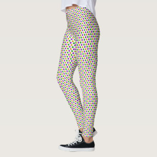 Legging Pontos Amarelos Verdes Roxos Mardi Gras Brancas