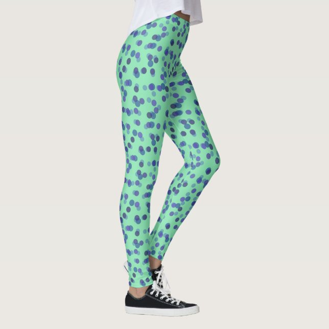 Legging pontos azuis, roxos e azul claro (Direita)