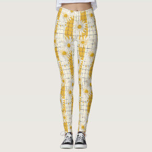 Legging Pontos Brancos em Fundo de Grade com Largura Amare
