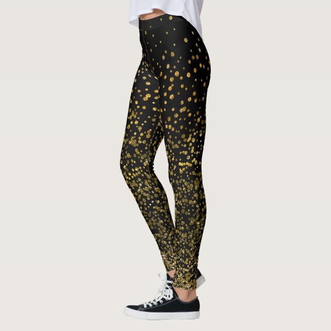Legging Pontos chiques pretos e do ouro | do falso da (Esquerda)