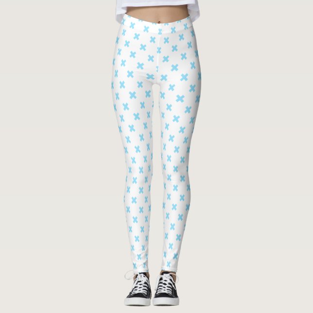 Legging Pontos crus azuis do bebê em branco (Frente)