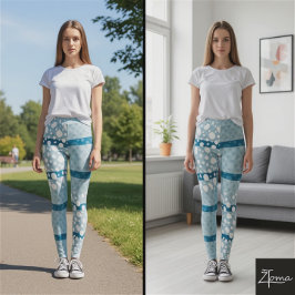 Legging Pontos Dalmáticos com grandes linhas azuis