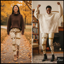 Legging Pontos Dalmáticos com linhas largas amarelas