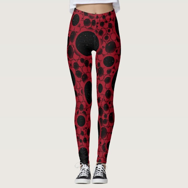 Legging Pontos de Bolhas Espaciais - Borgonha (Frente)