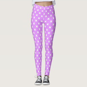 Legging Pontos de cruz brancos em lilás