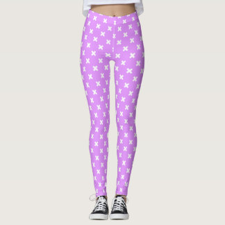 Legging Pontos de cruz brancos em lilás