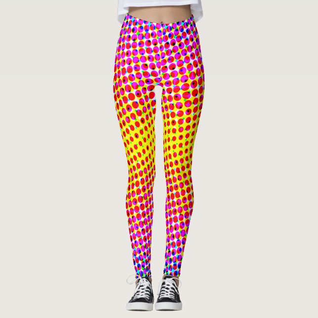 Legging Pontos de Pixelato de Gradação Amarelo Cor-de-Rosa (Frente)