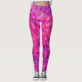 Legging Pontos de Sobreposição Rosa Quente Circular