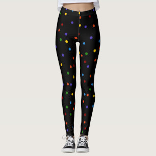 Legging Pontos do arco-íris Bolinhas Confetti Preto