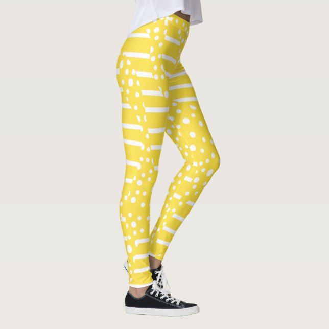 Legging Pontos e tiras 2 - Amarelo e Branco-limão (Direita)