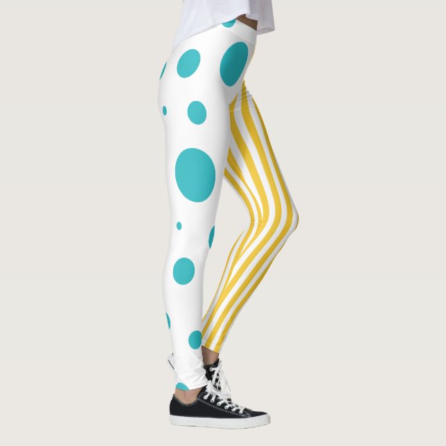 Legging Pontos e tiras - Turquesa e Amarelo (Direita)