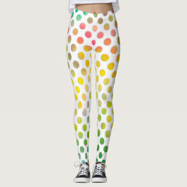 Legging Pontos pintados com aquarelas coloridas em branco
