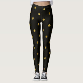 Legging Pontos Polka Pretos e Dourados