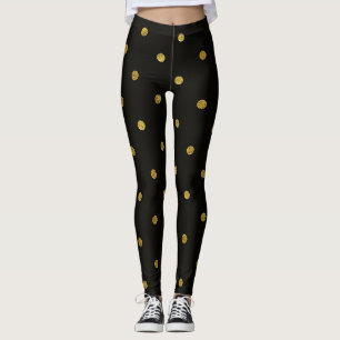 Legging Pontos Polka Pretos e Dourados