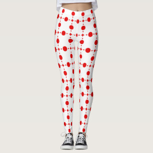 Legging Pontos Polka Vermelhos, Padrão de Pontos Polka, Po